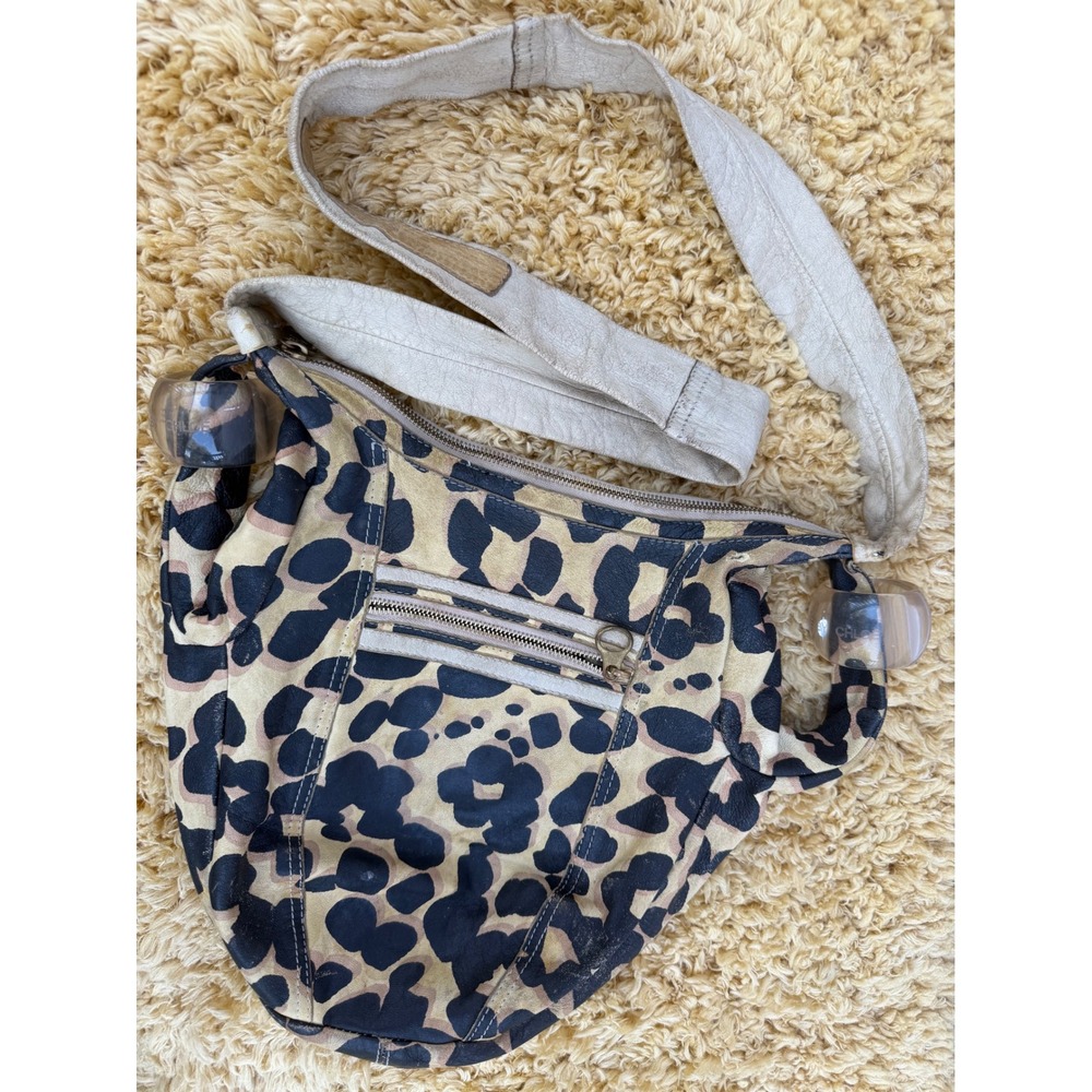 See by Chloe Leopard Print Leather Hobo Bag Slouchy Shoulder Bag Animal Print